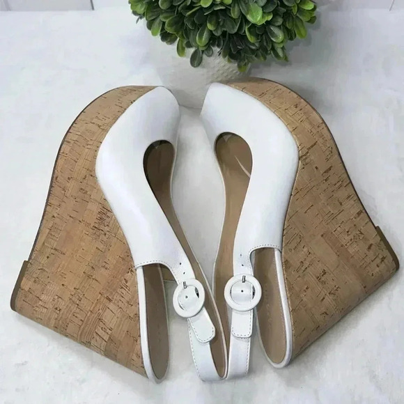 Veronica Beard SZ 11 White Dalí Peep toe Wedges Platform - Picture 6 of 10